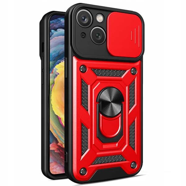 Spacecase Camring Case For Iphone 15 Plus Deksler Riper Rødt