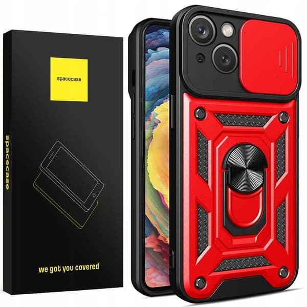 Spacecase Camring Case For Iphone 15 Plus Deksler Riper Rødt