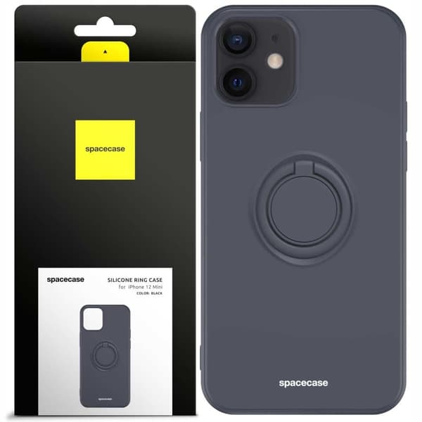 Spacecase Silikone Case Ring For Iphone 12 Mini Sort Beskyttelse