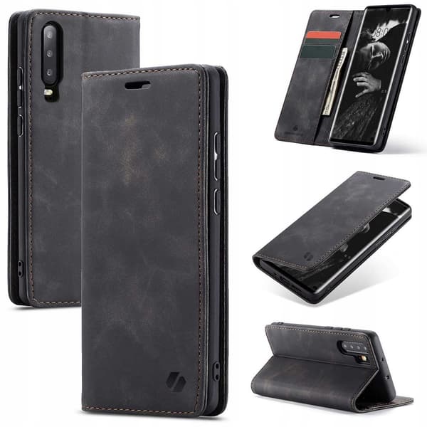 Spacecase Fodral Plånbok För Huawei P30 Pro Svart Läder