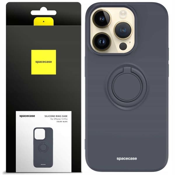Spacecase Silikone Ring Case Til Iphone 14 Pro Sort Case Cover