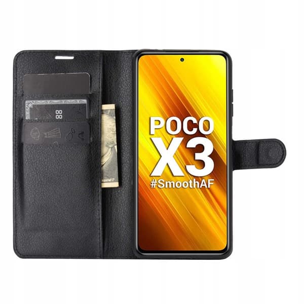 Litchi Case Cover Til Poco X3 Nfc Pro Sort Silikone