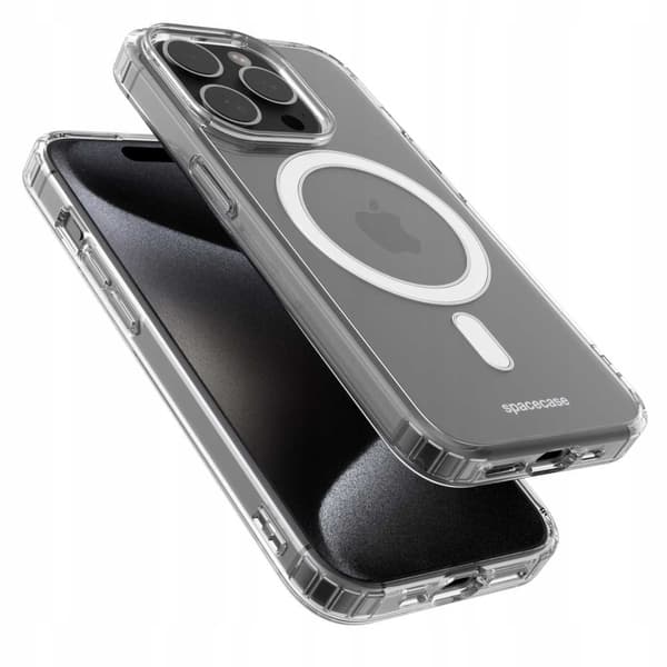Spacecase Clear Mag Deksler For Iphone 15 Pro Adapter Til Magsafe
