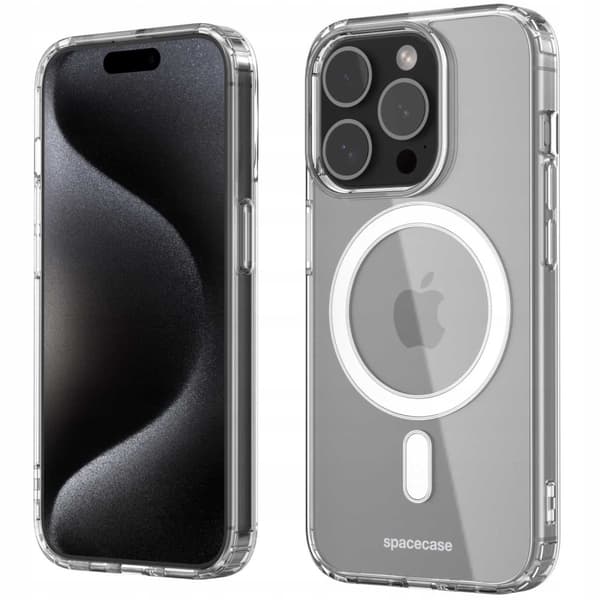 Spacecase Clear Mag Deksler For Iphone 15 Pro Adapter Til Magsafe