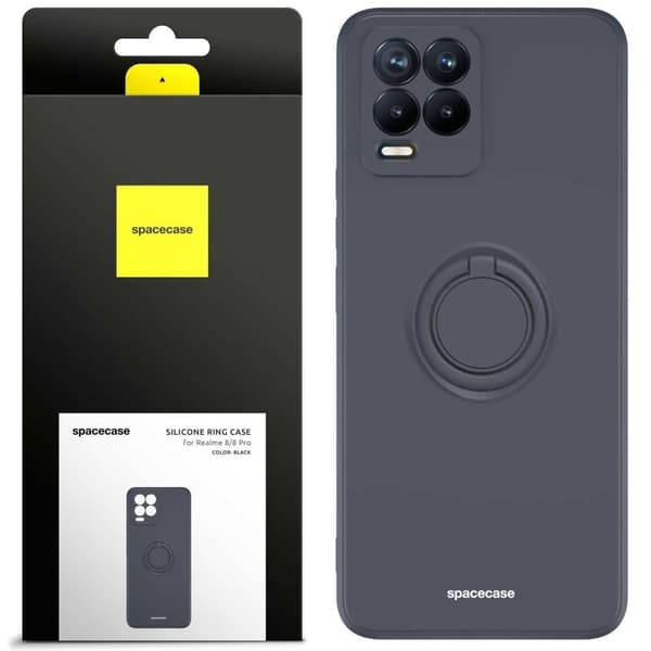 Spacecase Silikonringeteske For Realme 8 8 Pro Black
