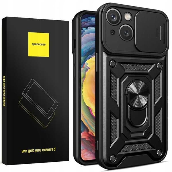 Spacecase Case Kotelo Iphone 15 Black Sc Caming Suojalle