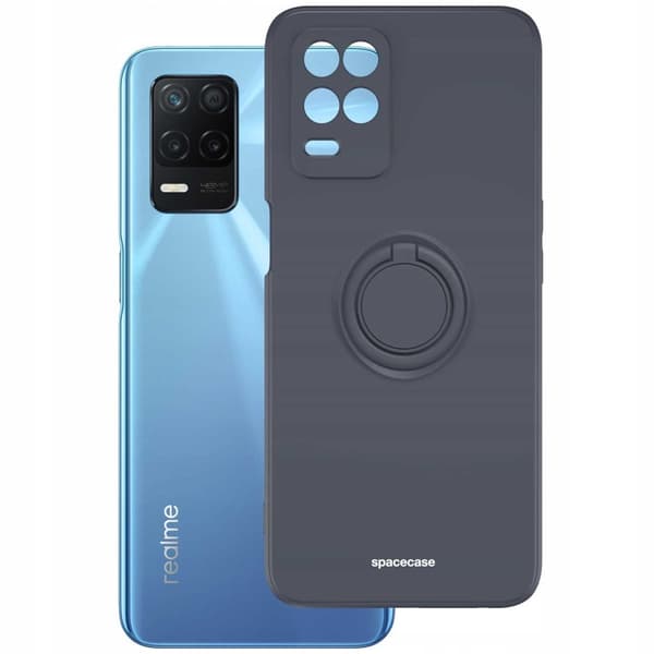 Spacecase Silikone Case Ring Til Realme 8 5G Telefon Sort