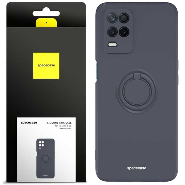 Spacecase Silikone Case Ring Til Realme 8 5G Telefon Sort