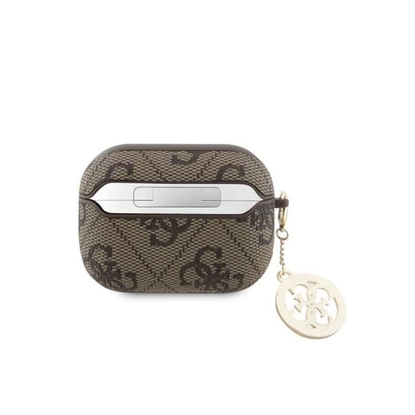 Fodral till Airpods Pro 2 4G Script med glittrande berlock dekorerad med bruna Guess Rhinestones