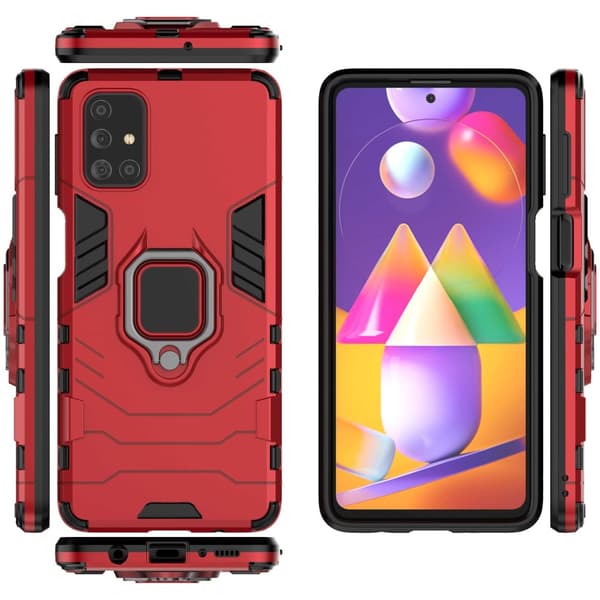 Varusteen Kotelon Kansi Samsung Galaxy M31S X-Ring Red -Laitteelle