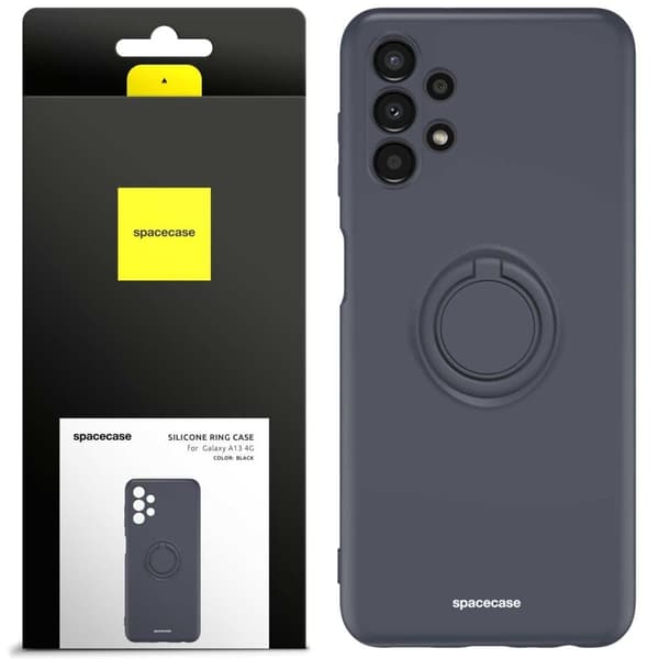 Spacecase Silicone Case Ring For Samsung Galaxy A13 4G Black