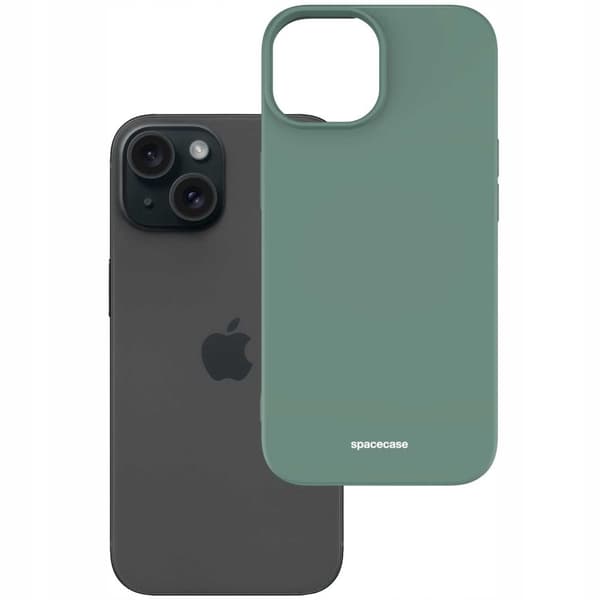Spacecase Silikonikuoro Iphone 15 Case Tummavihreä