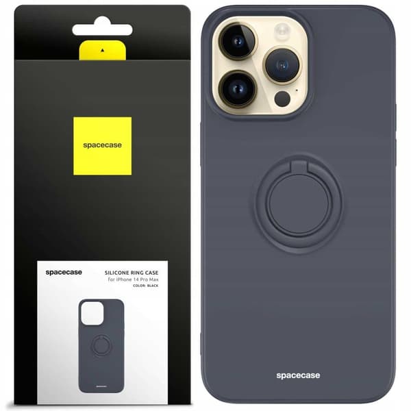 Spacecase Silicone Case Ring For Iphone 14 Pro Max Musta
