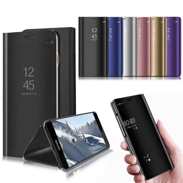 Samsung Galaxy S22 Exklusivt Fodral - Flip Cover - Clear View - 6 Färger - GULD