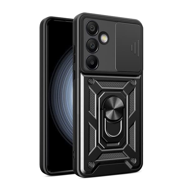 Hybrid Armor Camshield Skal med mobilring och kameraskydd till Samsung Galaxy A56 - Svart