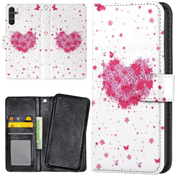 Samsung Galaxy S25 - Lommebok Deksel Blomsterhjerte