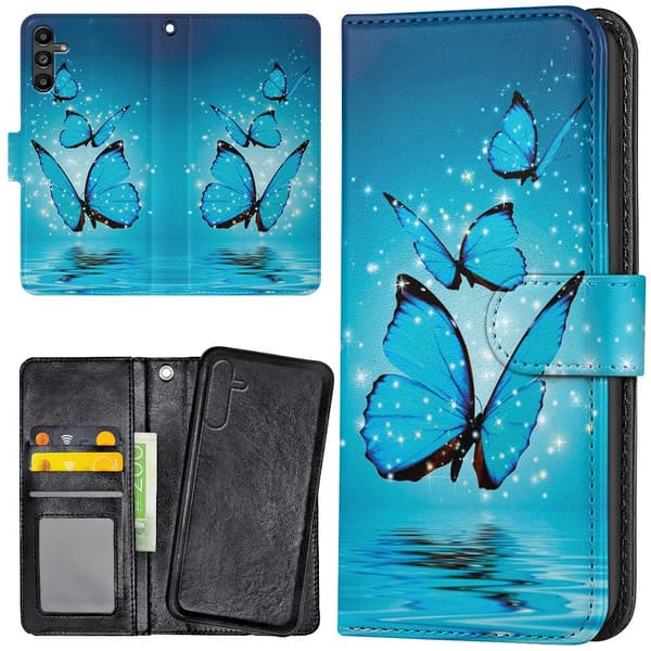 Samsung Galaxy S25 Plus - Plånboksfodral/Skal Glittrande Fjärilar