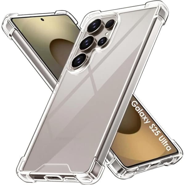 Chocksäker skal - Phonillico - Samsung Galaxy S25 ULTRA - Mjuk - Transparent - 2 Härdat glas