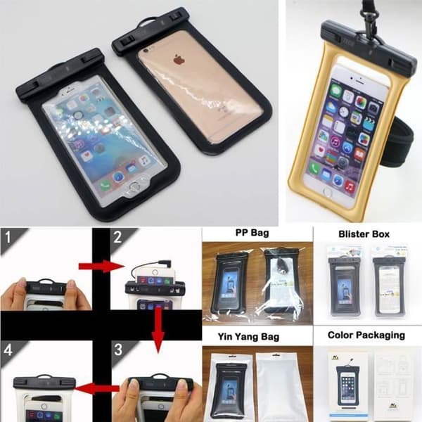 TD® Fodral skal Vattentät väska för mobiltelefon utomhusskydd universal transparent svart smartphone dykning vattentät hou