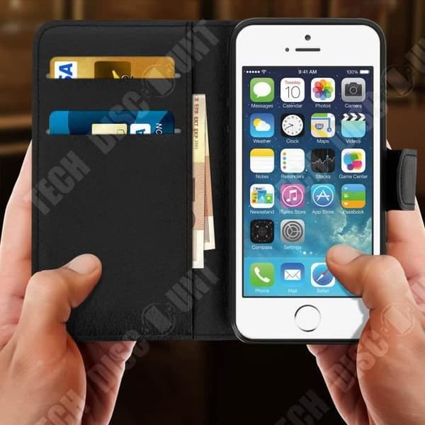 TD® Lämplig för iPhone 5S mobiltelefonfodral flip wallet fodral kort skyddsfodral drop