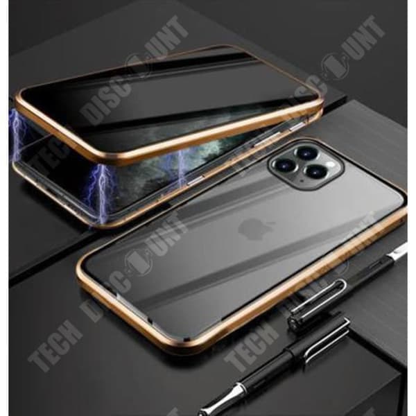 TD® Lämplig för iPhone12 dubbelsidigt telefonfodral Apple 12 Pro skyddande magnetisk metallram guld