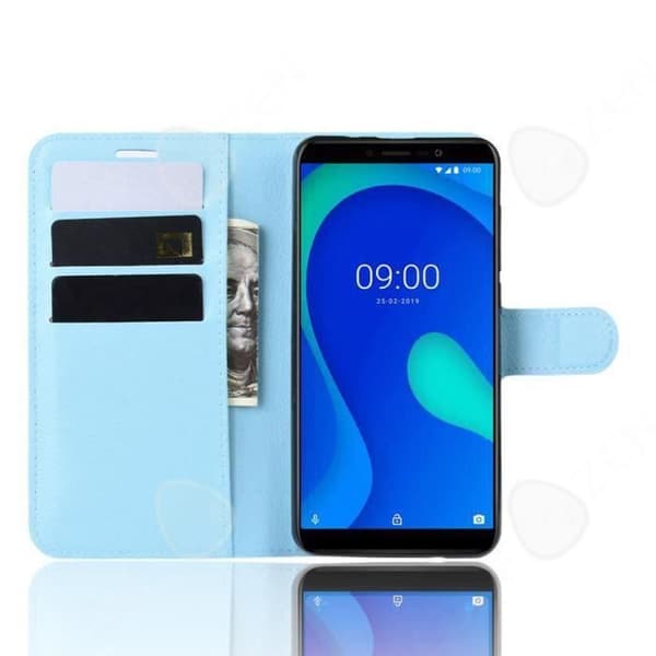 CONFO Wiko y80 Fodral - Ny PU-läderplånbok med stötsäkert ställ Wiko y80 Fodral - Blå
