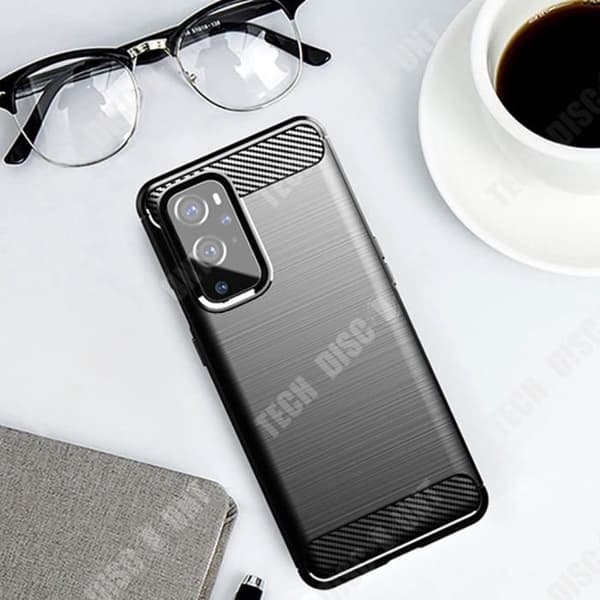 TD® All-inclusive mobilfodral i borstad kolfiber för OnePlus9-skydd och mjukt anti-drop TPU-fodral