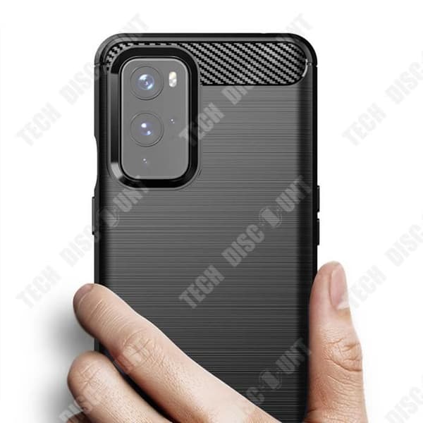 TD® All-inclusive mobilfodral i borstad kolfiber för OnePlus9-skydd och mjukt anti-drop TPU-fodral