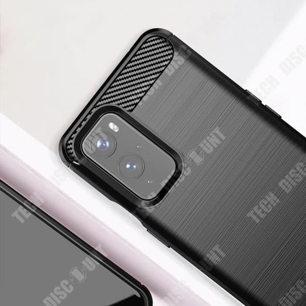TD® All-inclusive mobilfodral i borstad kolfiber för OnePlus9-skydd och mjukt anti-drop TPU-fodral