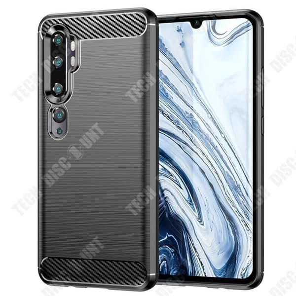 TD® Carbon Fiber Silikon telefonfodral för Xiaomi Note 10 mjukt och stötsäkert borstat telefonfodral