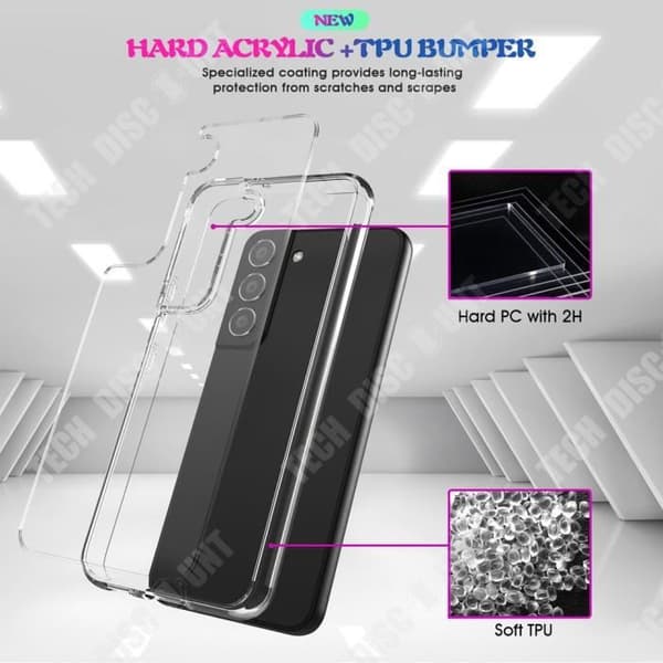 TD® genomskinligt telefonfodral mot fingeravtryck för Samsung Galaxy S22 Dammtät TPU-material Metallstruktur n