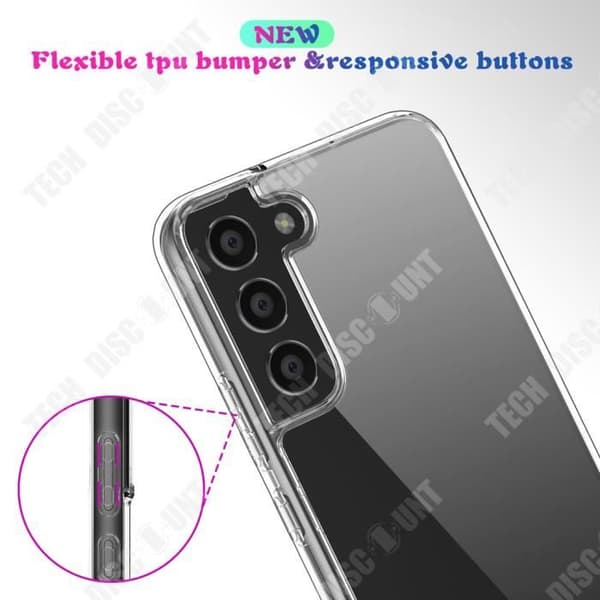 TD® genomskinligt telefonfodral mot fingeravtryck för Samsung Galaxy S22 Dammtät TPU-material Metallstruktur n