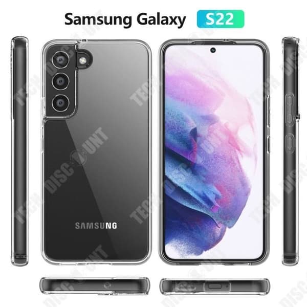 TD® genomskinligt telefonfodral mot fingeravtryck för Samsung Galaxy S22 Dammtät TPU-material Metallstruktur n