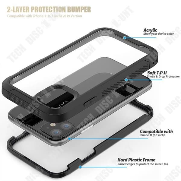TD® Anti-kollisionstelefonfodral för iPhone 11 6,1 tum Anti-fingeravtryck TPU + PC-skal