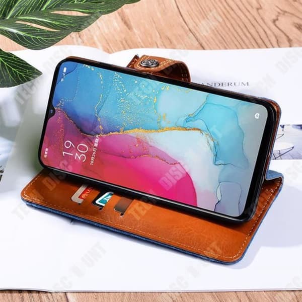 TD® för Samsung Galaxy S9 Telefon Läderfodral Shell Flip Card Magnetisk Spänne Hållare Telefon Skyddsfodral Denim