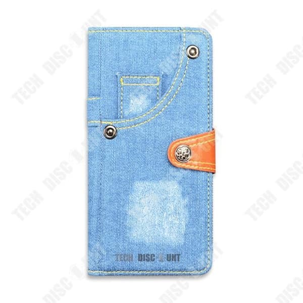 TD® för Samsung Galaxy S9 Telefon Läderfodral Shell Flip Card Magnetisk Spänne Hållare Telefon Skyddsfodral Denim