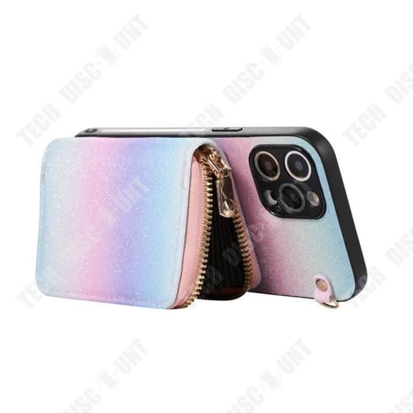 TD® Läderfodral med dragkedja för iPhone 14 pro max Lutande design Flera kortfickor Kortfodral deg