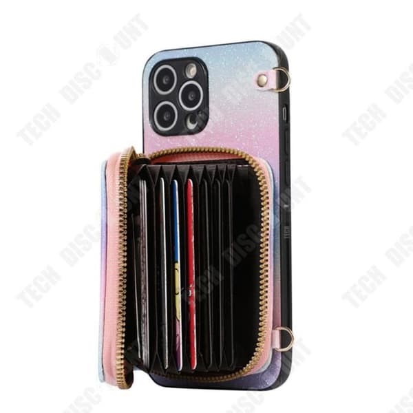 TD® Läderfodral med dragkedja för iPhone 14 pro max Lutande design Flera kortfickor Kortfodral deg
