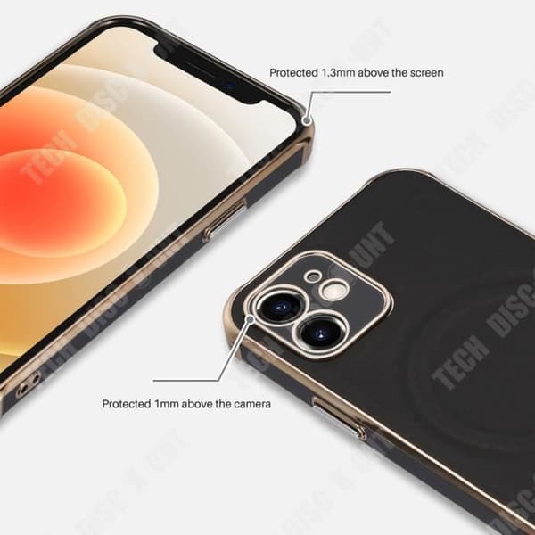 TD® PU Lädertelefonfodral för iPhone 12 Magnetiskt sugfallskyddsskydd Trådlöst snabbladdningsställ