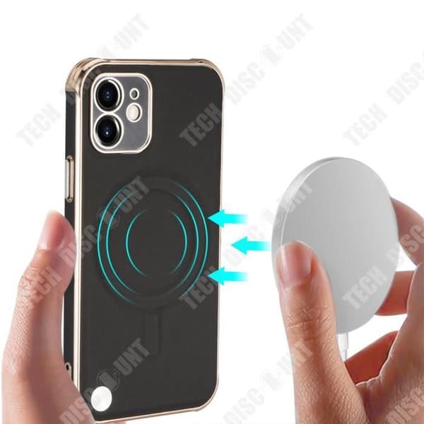 TD® PU Lädertelefonfodral för iPhone 12 Magnetiskt sugfallskyddsskydd Trådlöst snabbladdningsställ