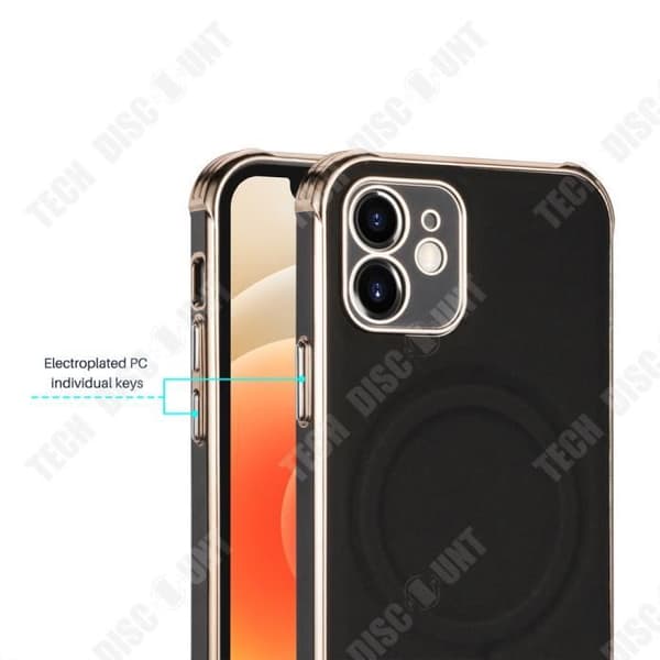 TD® PU Lädertelefonfodral för iPhone 12 Magnetiskt sugfallskyddsskydd Trådlöst snabbladdningsställ