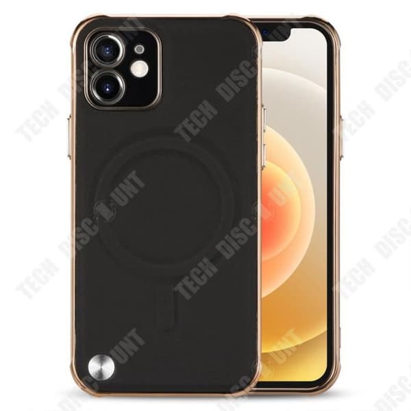 TD® PU Lädertelefonfodral för iPhone 12 Magnetiskt sugfallskyddsskydd Trådlöst snabbladdningsställ