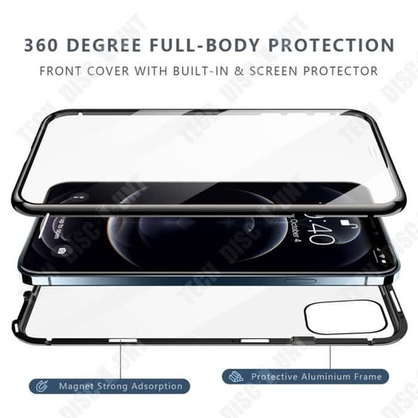 TD® Magnetic Suction Mobiltelefonfodral för iPhone 12pro Aluminiumlegering Dubbelglas Skyddsfodral
