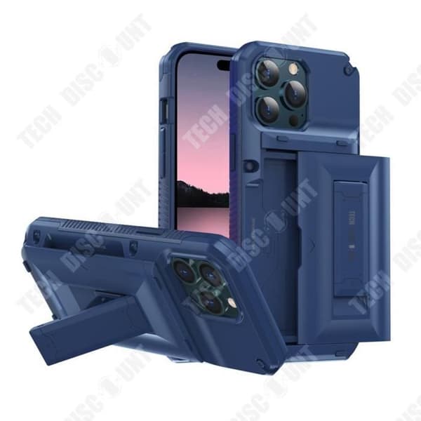 TD® iPhone 13Pro Max telefonfodralställ med halkskyddande och stöttålig baksida med telefonfack