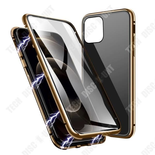TD® Magnetic Mobiltelefonfodral för iPhone 12 Aluminiumlegering Dubbelsidigt glas 360 graders skyddsfodral