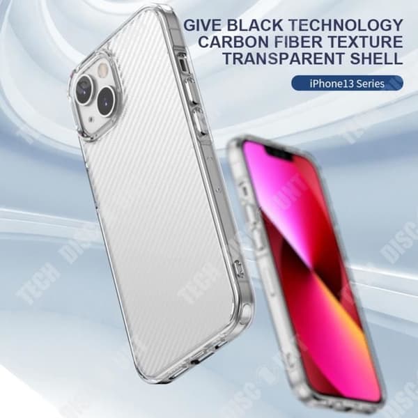 TD® Mobiltelefonfodral lämplig för iphone13 skyddsfodral i kolfibermönster genomskinligt silikonfodral