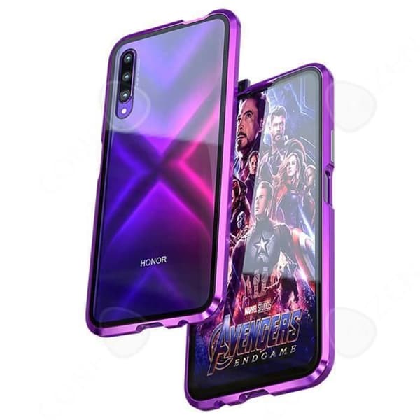 CONFO Huawei Honor 9X-fodral, dubbelsidigt magnetiskt adsorptionsfodral Härdat glasfodral för Huawei Honor 9X Global - Blå