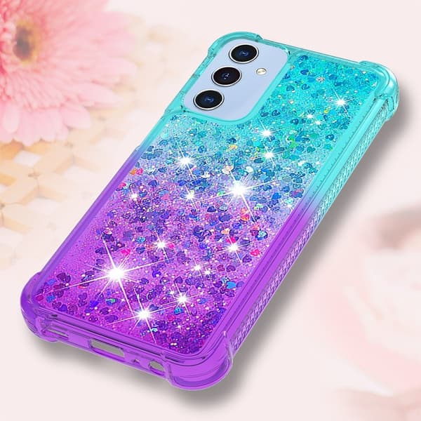 SKALO Samsung A26 5G Kviksand Glitter Cover - Turkis-Lilla