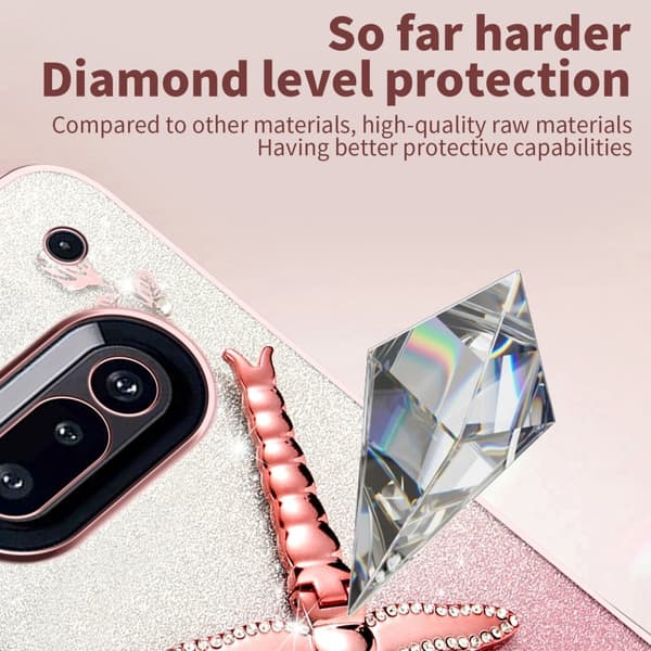 SKALO Nothing Phone (3a) 5G KADEM Dragonfly Glitter Suojakuori - Pinkki