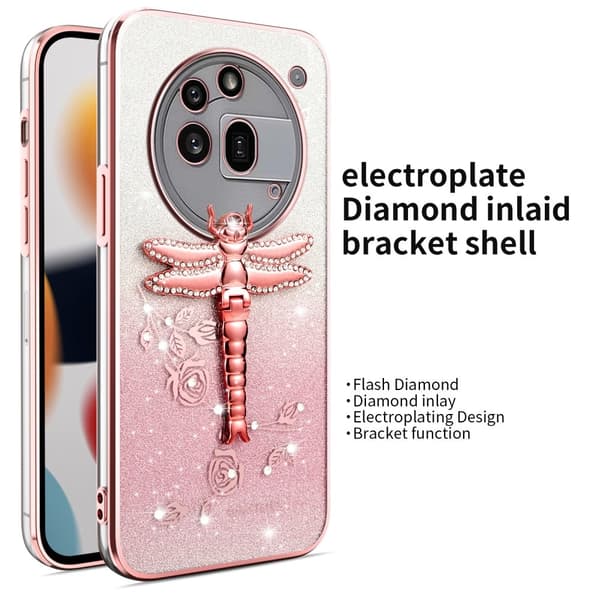 SKALO Nothing Phone (3a) Pro 5G KADEM Dragonfly Glitter Cover - Pink